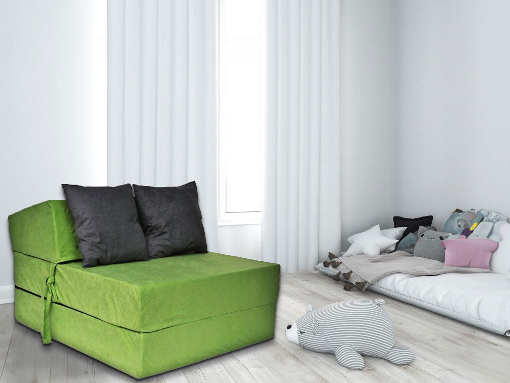 Luxe logeermatras - groen - camping matras - reismatras - opvouwbaar matras - 200 x 70 x 15 - met zwarte kussens