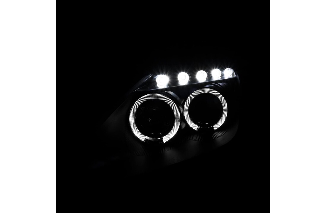 Koplampen dual halo rims geschikt voor TOYOTA CELICA T230 99-05 ANGEL EYES ZWART