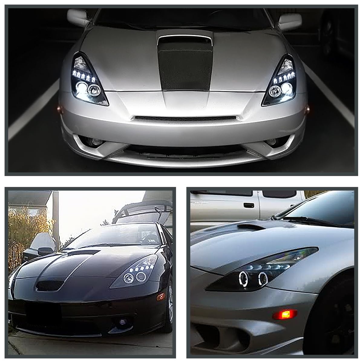 Koplampen dual halo rims TOYOTA CELICA T230 99-05 ANGEL EYES ZWART