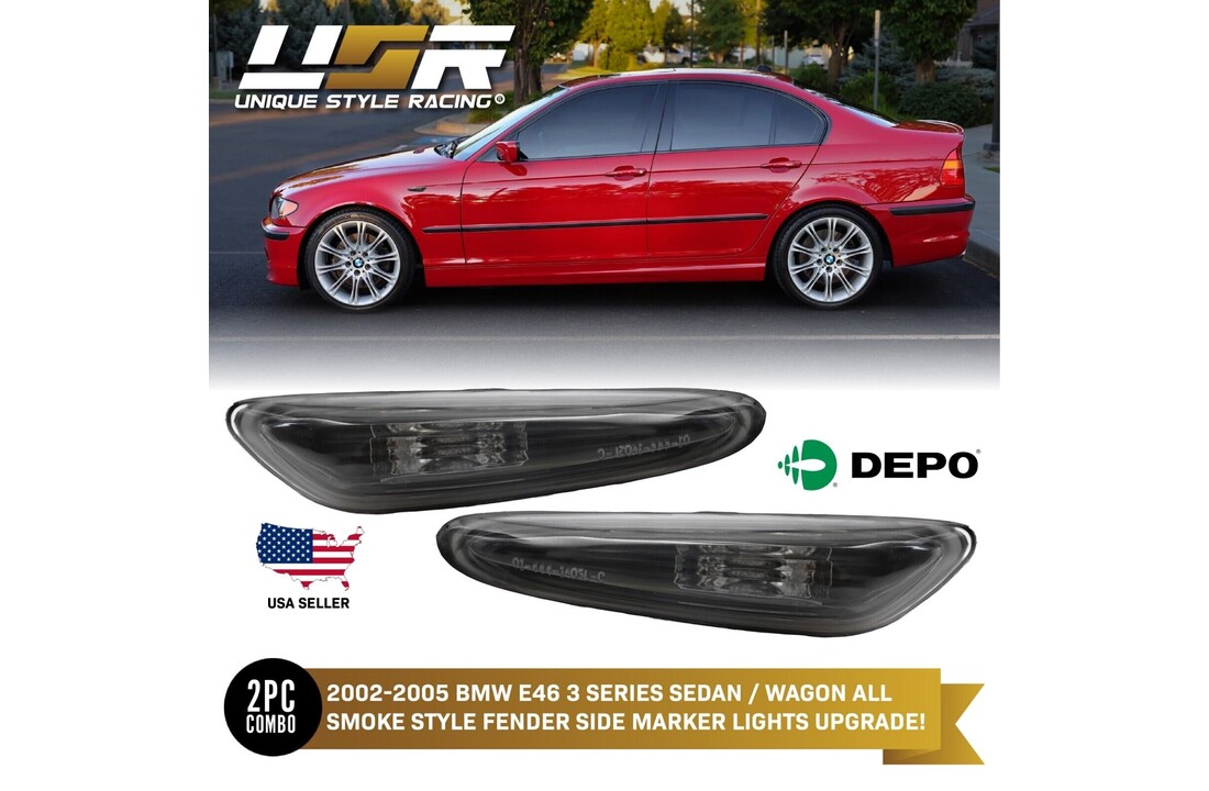 Zijkant knipperlichten geschikt voor BMW E60 / E61 / E46 / X3 ZWART