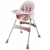 Kinderstoel - eetstoel baby - 2-in1 - hoogte verstelling - roze
