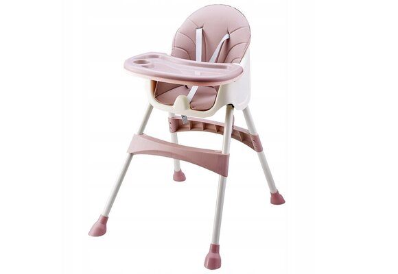 Kinderstoel - eetstoel baby - 2-in1 - hoogte verstelling - roze
