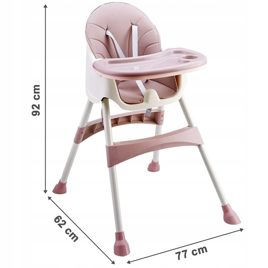 Kinderstoel - eetstoel baby - 2-in1 - hoogte verstelling - roze