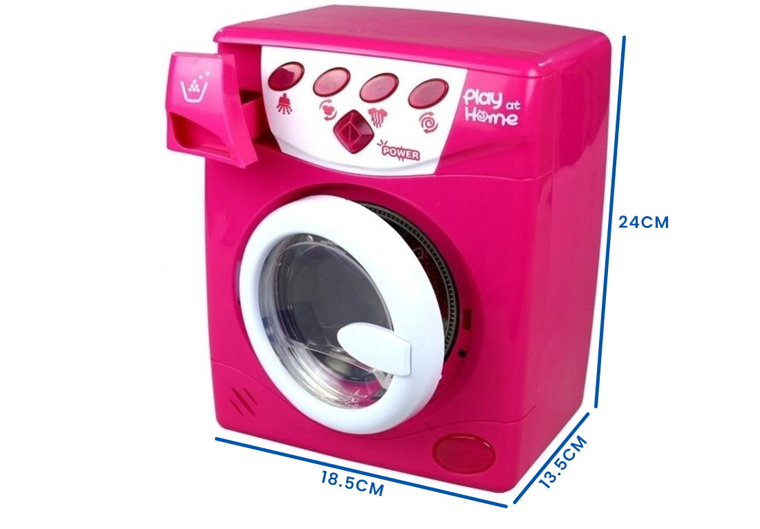 Speelgoed wasmachine -  18,5x24 cm - met licht en geluid - roze
