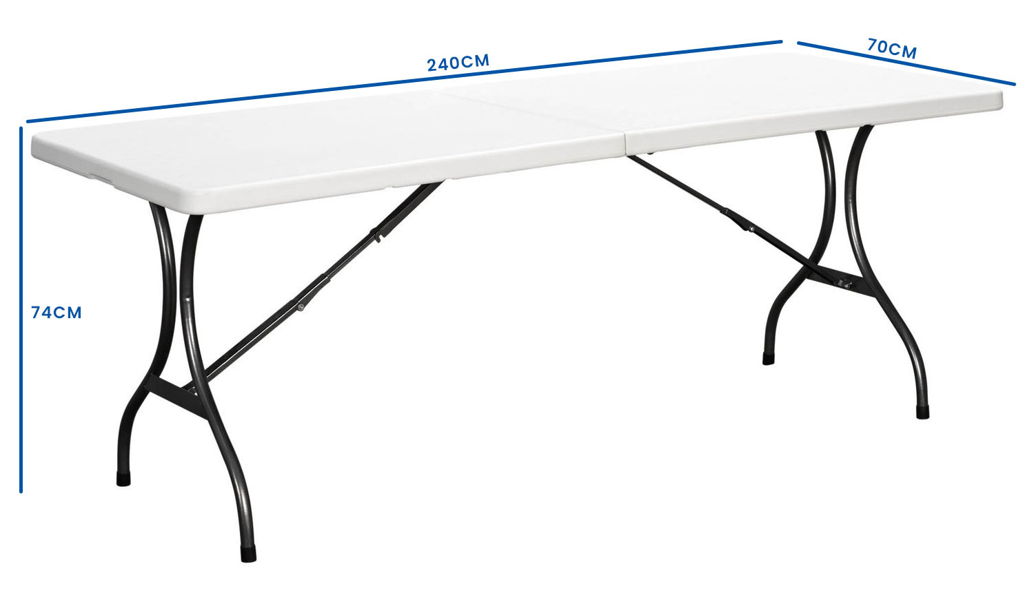 Campingtafel - Klaptafel - 240x70x74 cm - wit