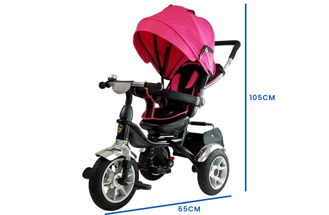 Driewieler kinderwagen roze - met zonnevizier