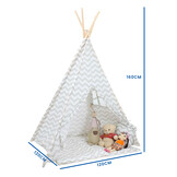 Tipi tent - speeltent met vloermat en kussens – grijs - zigzag