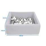 Ballenbak - stevige ballenbad - 90x90 cm - 150 ballen - wit, grijs.