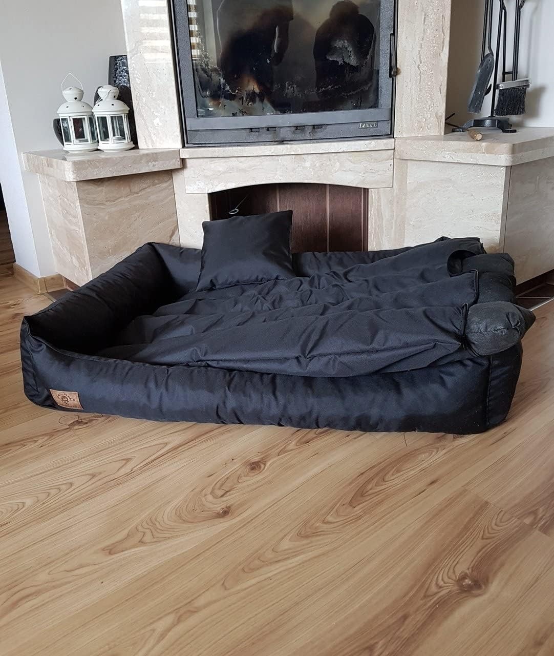 Hondenmand zwart 90x60 cm - wasbaar hondenkussen - waterdicht hondenbed