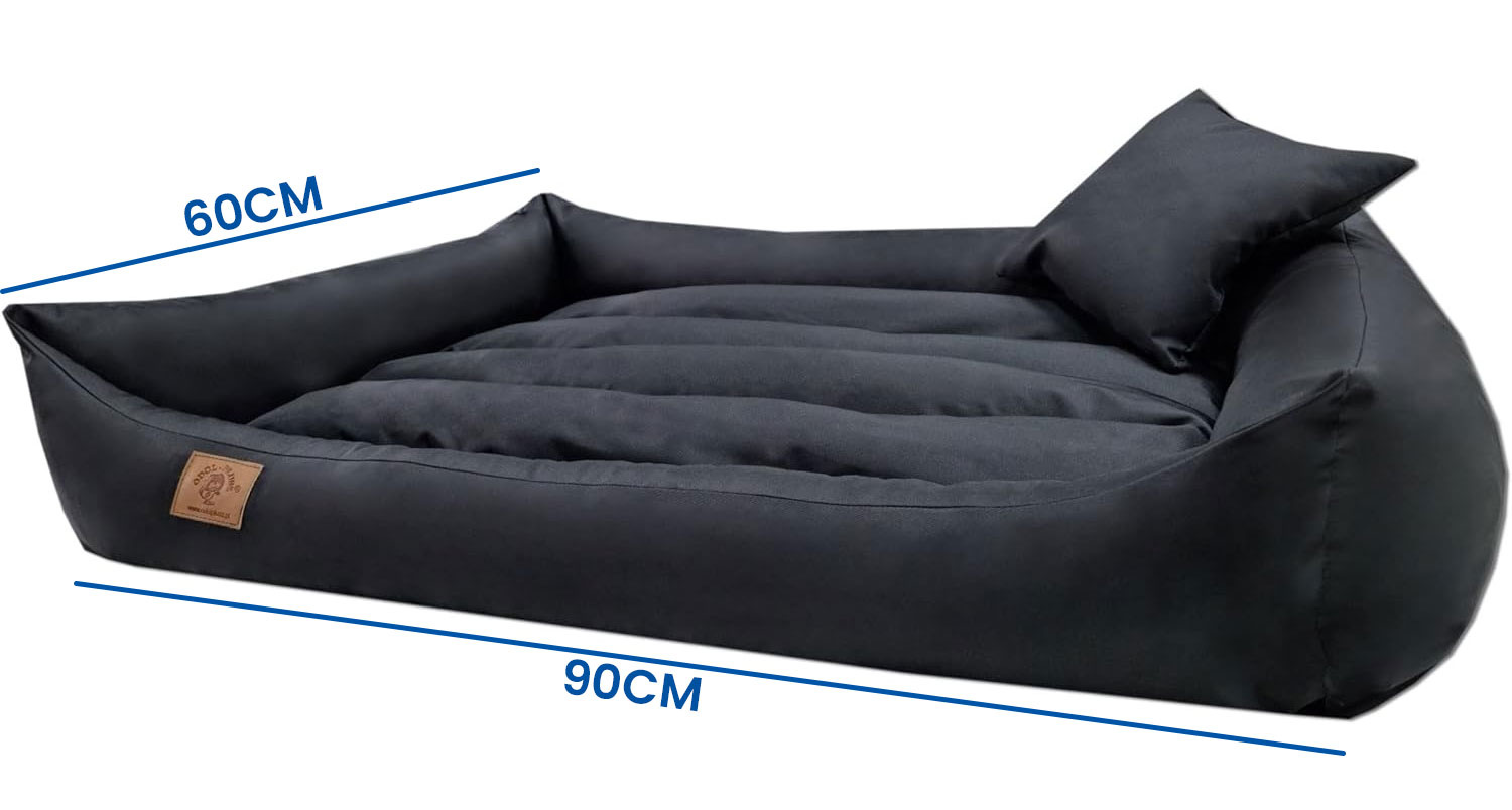 Hondenmand zwart 90x60 cm - wasbaar hondenkussen - waterdicht hondenbed