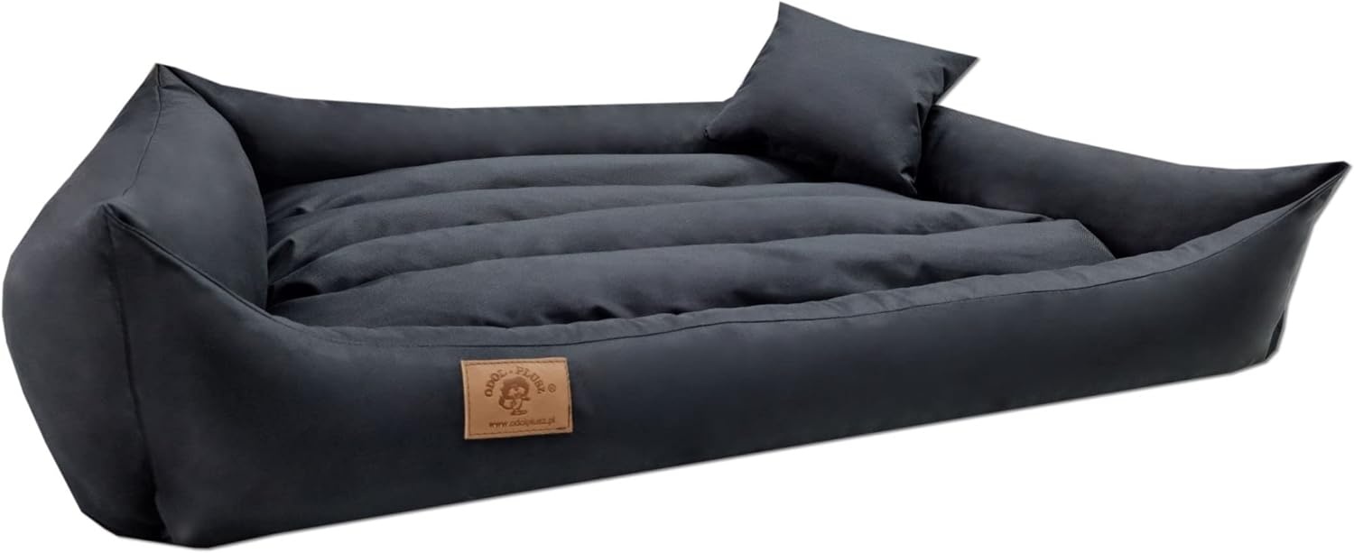 XXL Hondenbed van zwart kunstleer - hondenkussen hondensofa kattenbed hondenkorf - waterdicht