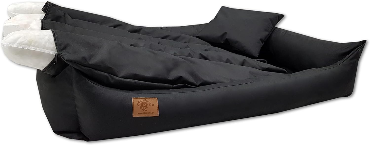 XXL Hondenbed van zwart kunstleer - hondenkussen hondensofa kattenbed hondenkorf - waterdicht