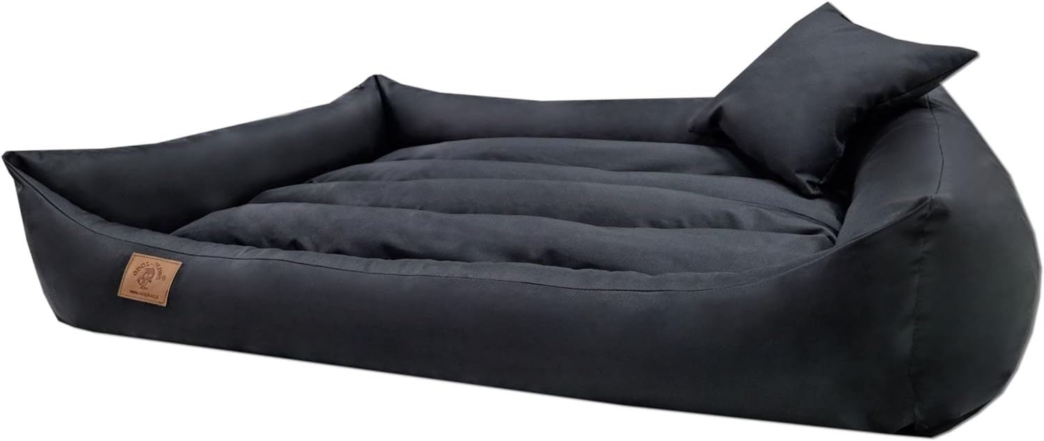 XXL Hondenbed van zwart kunstleer - hondenkussen hondensofa kattenbed hondenkorf - waterdicht