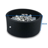 Ballenbak - rond - grafiet - 300 ballen in grijs & parelmoer tinten - 90x40 cm