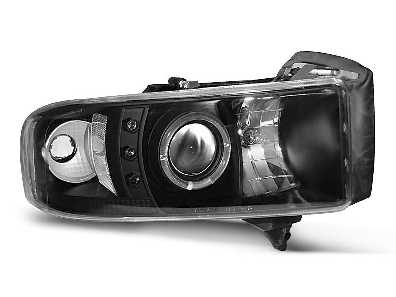 Koplampen DODGE RAM 94-01 ANGEL EYES ZWART