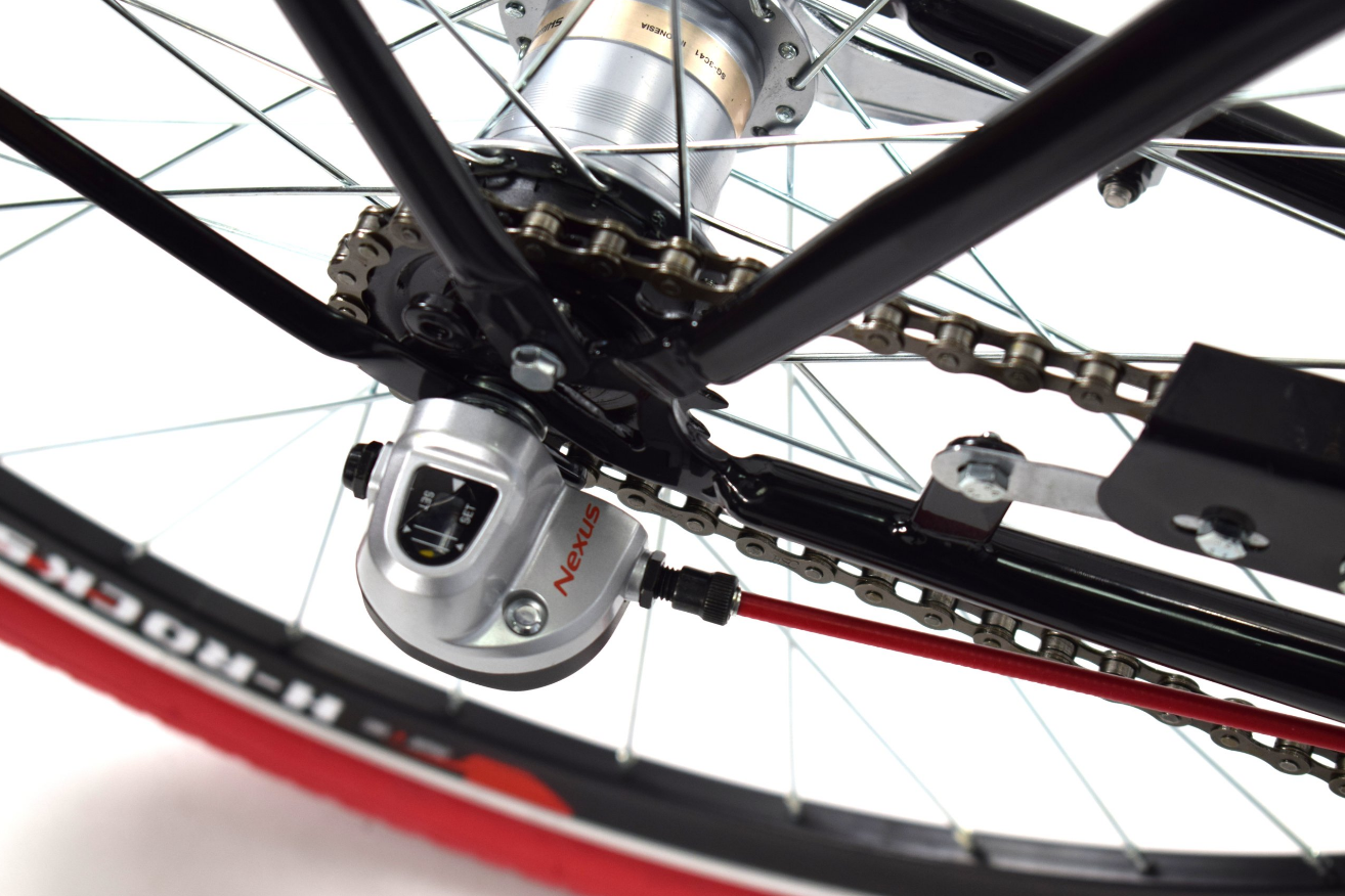 Damesfiets - beach cruiser - 28" - 3 versnellingen - zwart rood