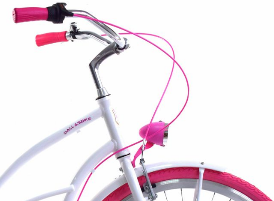 Damesfiets - beach cruiser - 28" - 3 versnellingen - wit roze