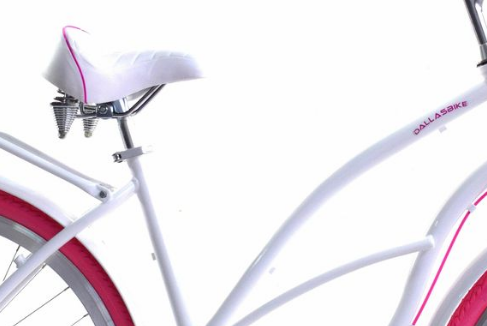 Damesfiets - beach cruiser - 28" - 3 versnellingen - wit roze