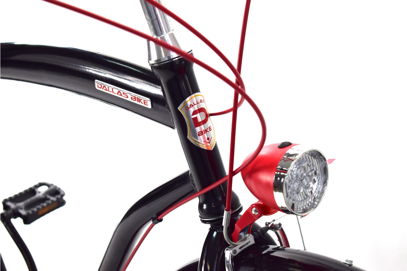 Herenfiets - beach cruiser - 28" - 3 versnellingen - zwart rood