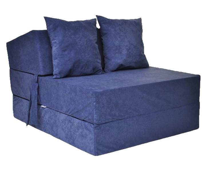 Luxe logeermatras - blauw velours - opvouwbaar camping reismatras - 200x70x15