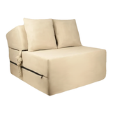 Luxe logeermatras - beige velours - opvouwbaar camping reismatras - 200x70x15