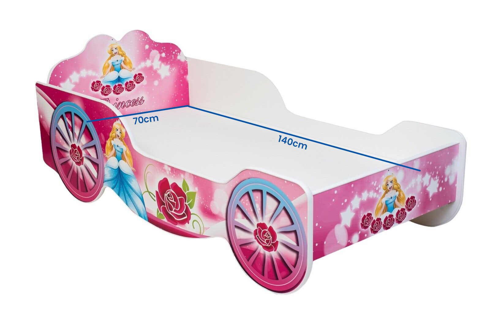Prinsessen kinderbed koets – roze – 140x70 cm