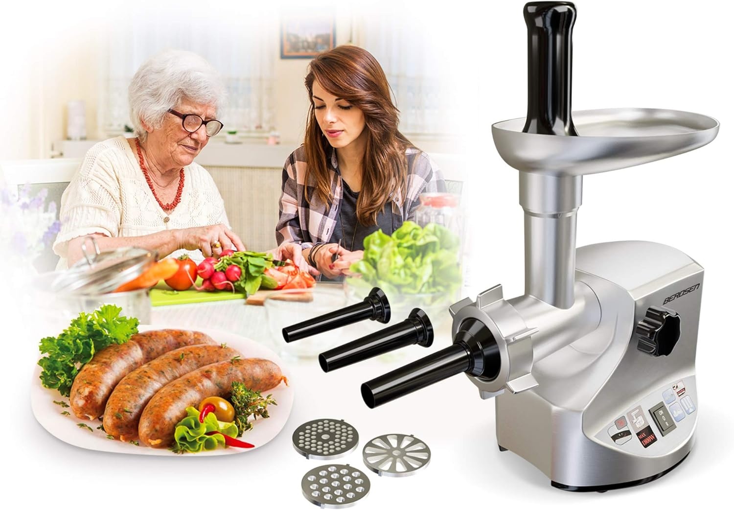 Vleesmolen - elektrisch - 700/1800W - incl. 3 maasdiktes