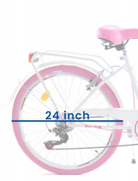 Meisjesfiets 24 inch stevig model roze met wit 6 versnellingen