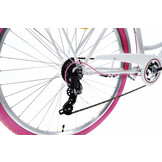 Meisjesfiets 24 inch stevig model roze met wit 6 versnellingen