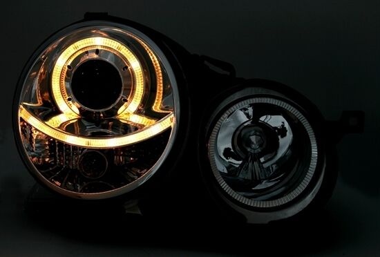 Koplampen dual halo rims geschikt voor VW POLO 9N 11 01-04 05 ANGEL EYES ZWART