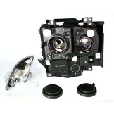 Koplampen dual halo rims geschikt voor VW T4 08 96-03 03 BUS ANGEL EYES ZWART