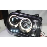 Koplampen dual halo rims CHRYSLER 300C 05-10 ANGEL EYES ZWART