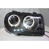 Koplampen dual halo rims CHRYSLER 300C 05-10 ANGEL EYES ZWART