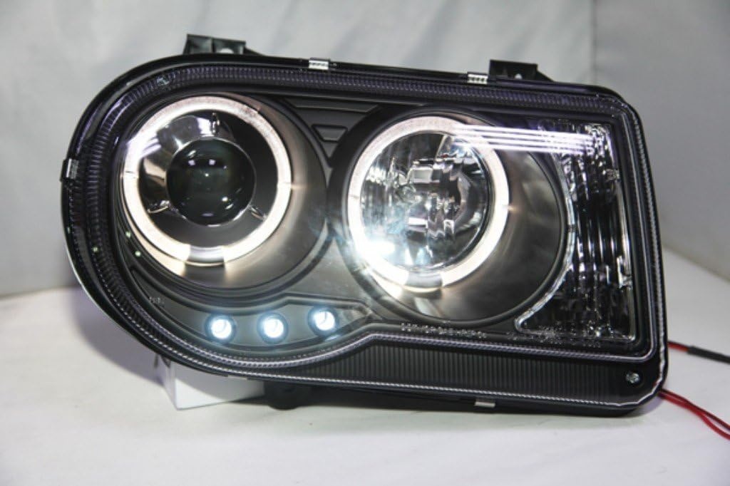 Koplampen dual halo rims CHRYSLER 300C 05-10 ANGEL EYES ZWART
