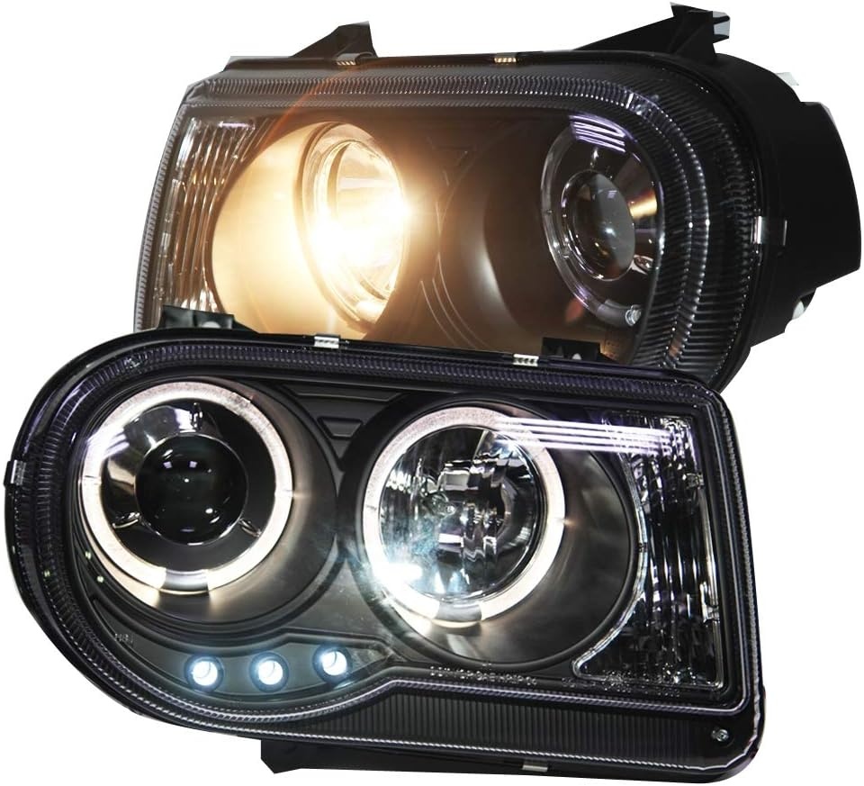 Koplampen dual halo rims CHRYSLER 300C 05-10 ANGEL EYES ZWART