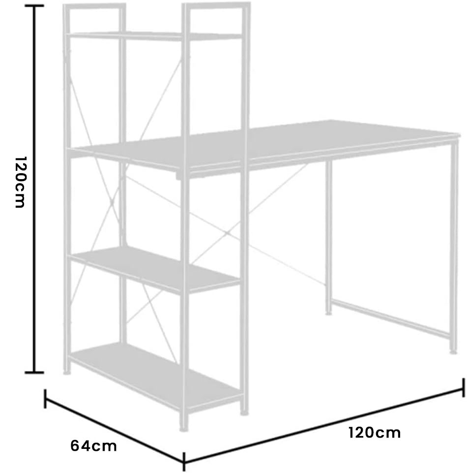 Bureau - met schappen - 120x64x120 cm - eiken-staal