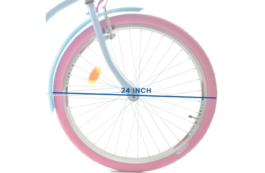 Meisjesfiets 24 inch stevig model roze met blauw van Dallas Bike