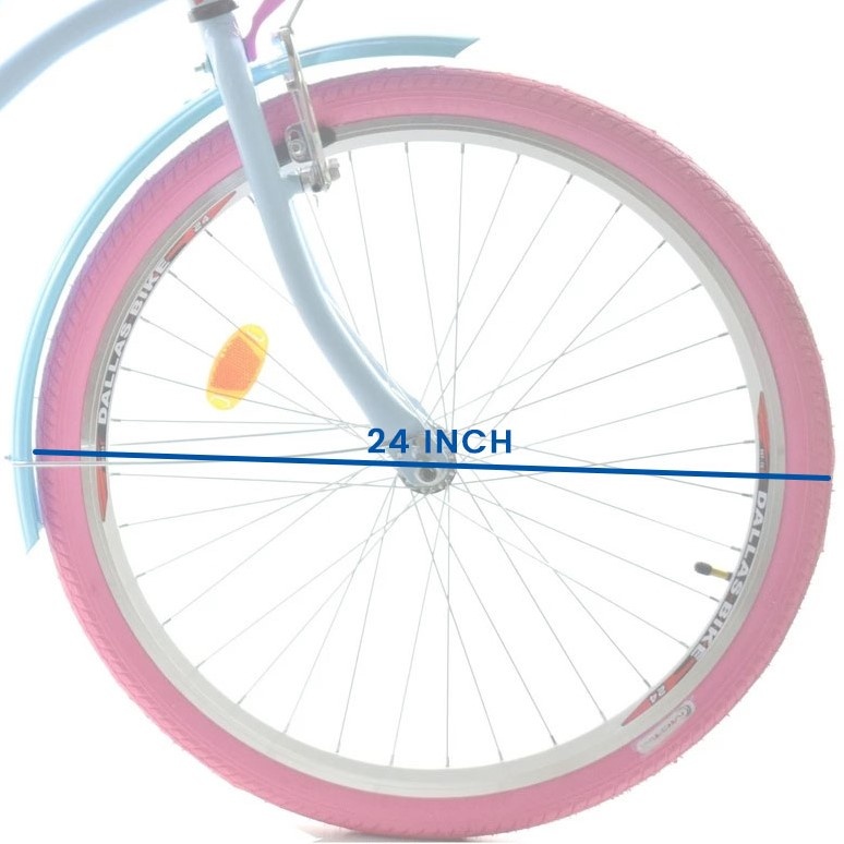 Meisjesfiets 24 inch stevig model roze met blauw van Dallas Bike