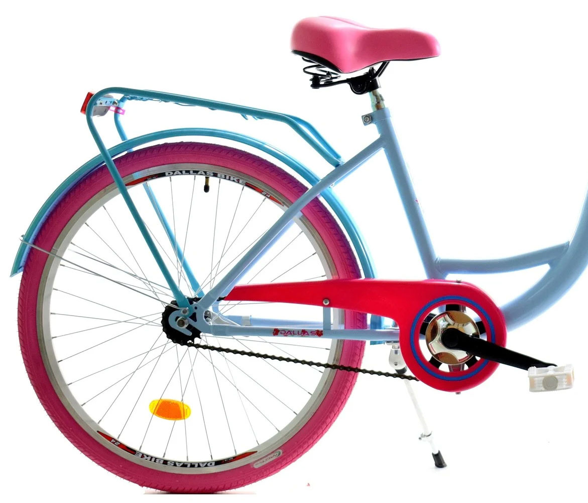 Meisjesfiets 24 inch stevig model roze met blauw van Dallas Bike