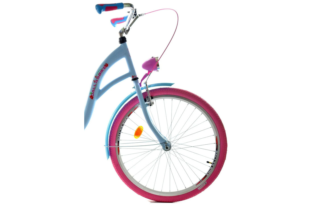 Meisjesfiets 24 inch stevig model roze met blauw van Dallas Bike