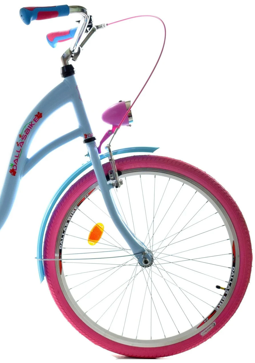 Meisjesfiets 24 inch stevig model roze met blauw van Dallas Bike