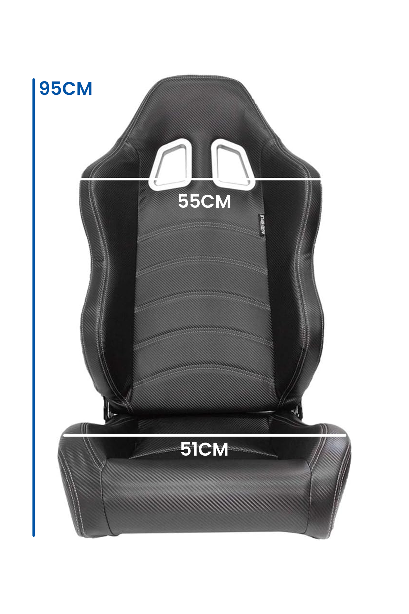 Sportstoel auto zwart met rails gestoffeerd