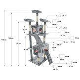 Krabpaal kattenboom XXL 170 x 49 x 49 cm grijs