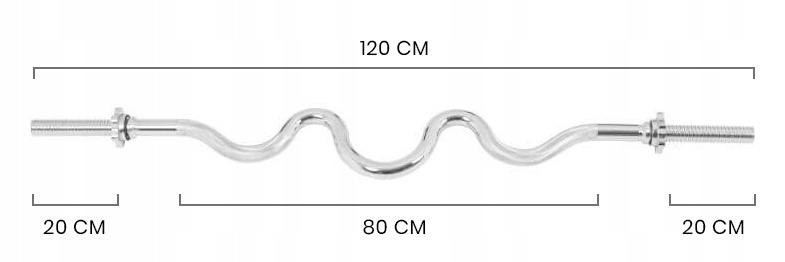 Halterstang - curlstang - met nek vorm - 120 cm - 28 mm