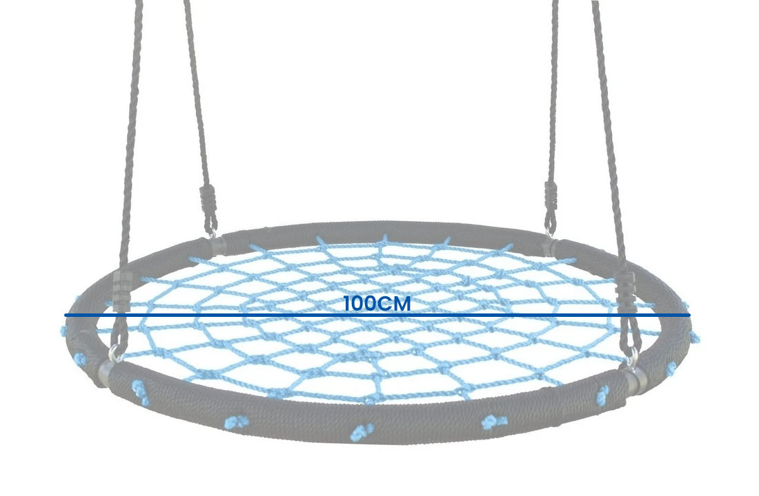 Nestschommel - 100 cm - open gevlochten - blauw - tot 150 kg