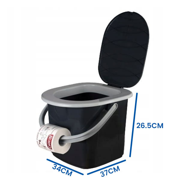 Mobiel camping toilet 15,5 L – 37 x 34 x 26 cm – Zwart