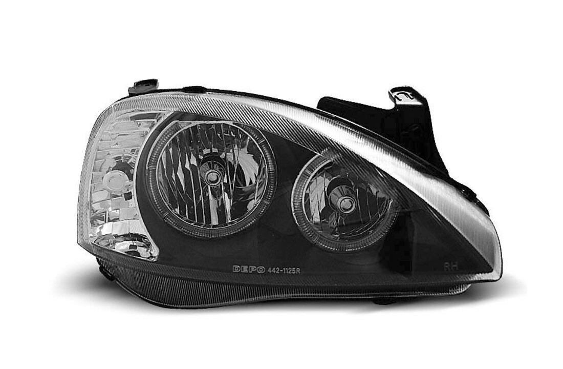 Koplampen dual halo rims geschikt voor OPEL CORSA C 11 00-09 06 ANGEL EYES ZWART
