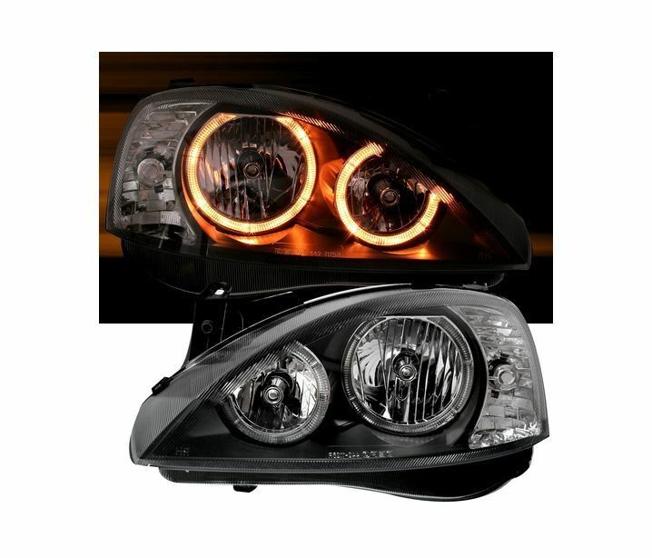 Koplampen dual halo rims geschikt voor OPEL CORSA C 11 00-09 06 ANGEL EYES ZWART