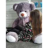 Grote violet knuffelbeer teddybeer met I Love You tekst geborduurd 160cm