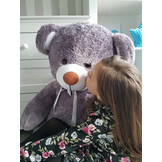Grote violet knuffelbeer teddybeer met I Love You tekst geborduurd 160cm